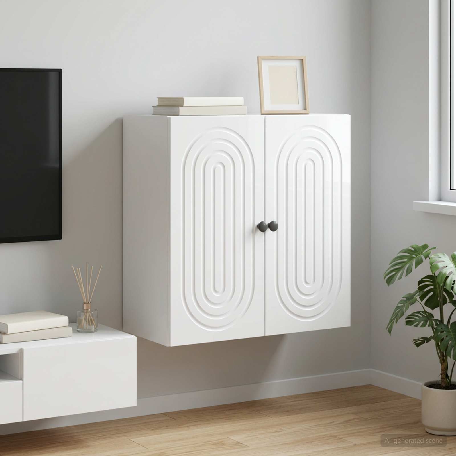 Mobiletto a muro Bianco Lucido 59 x 31 x 60 cm | homemem39