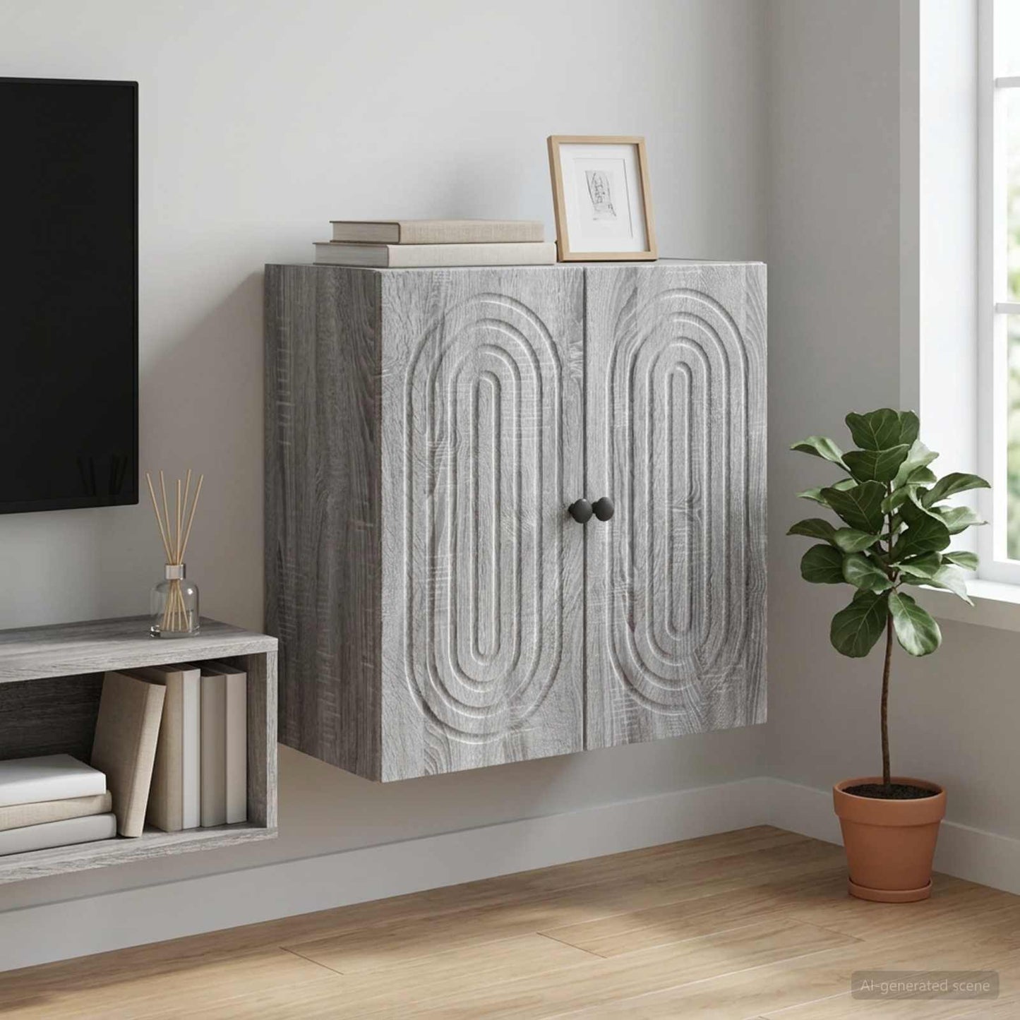 Mobiletto a muro Sonoma grigio 59 x 31 x 60 cm | homemem39