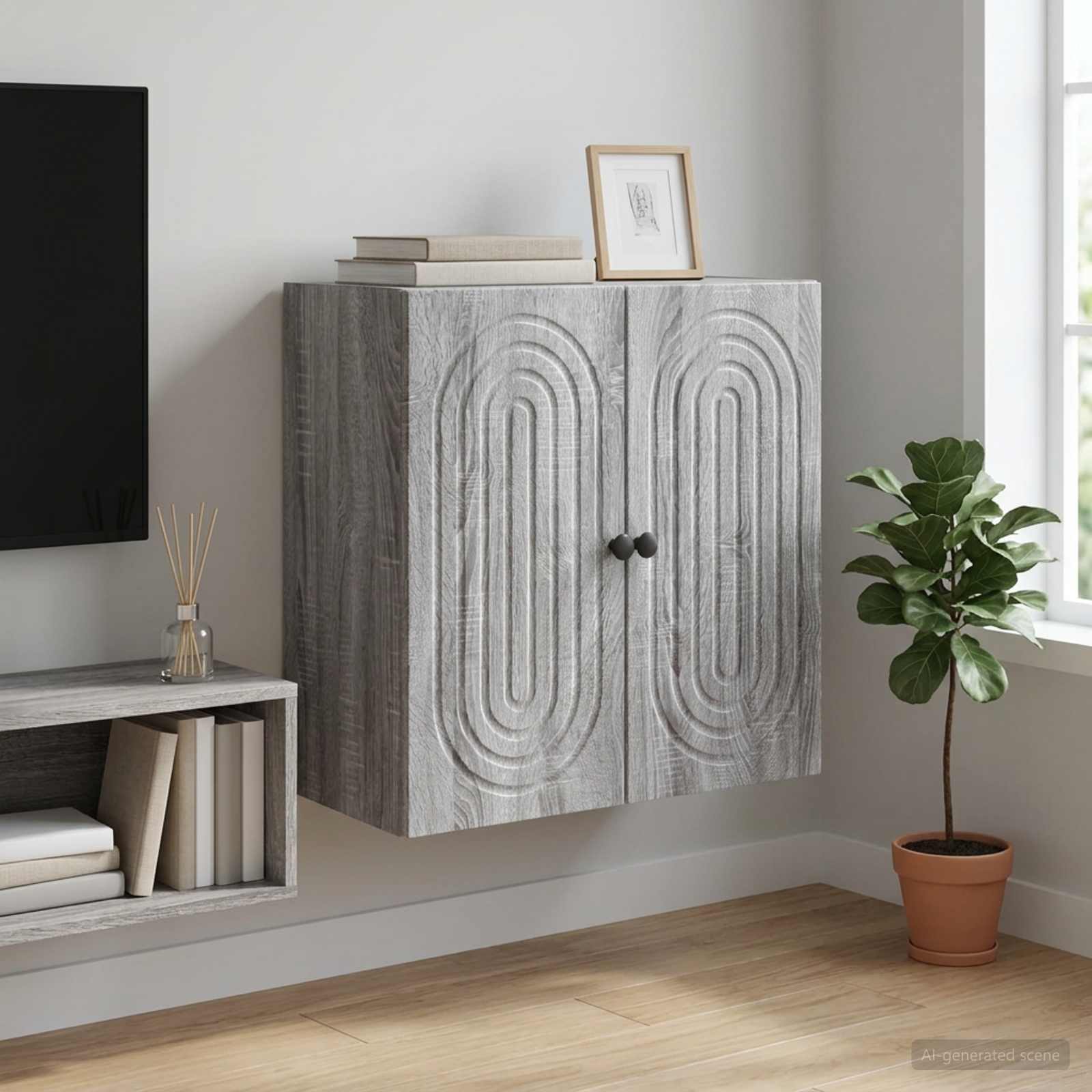 Mobiletto a muro Sonoma grigio 59 x 31 x 60 cm | homemem39