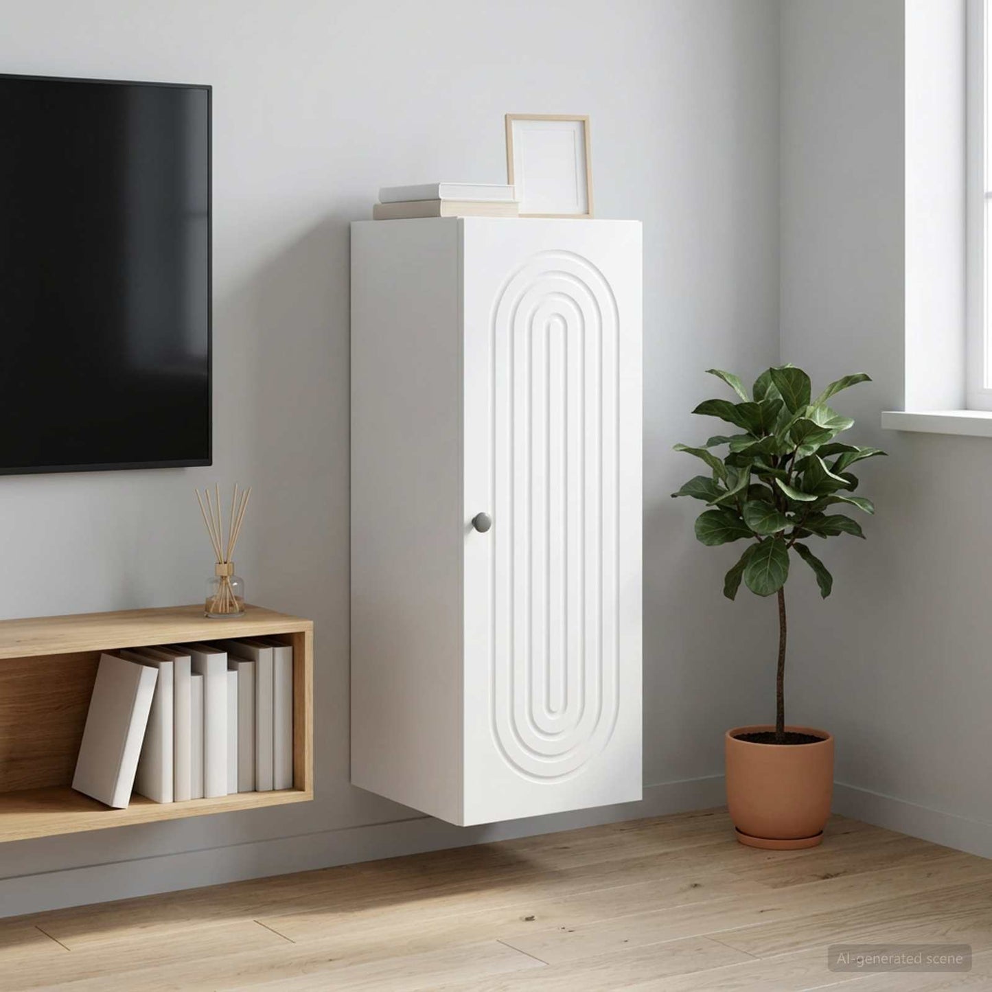 Mobiletto a muro Bianco 33 x 34,5 x 90 cm Legno ingegnerizzato