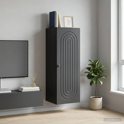 Mobiletto a muro Nero 33 x 34,5 x 90 cm Legno ingegnerizzato | homemem39