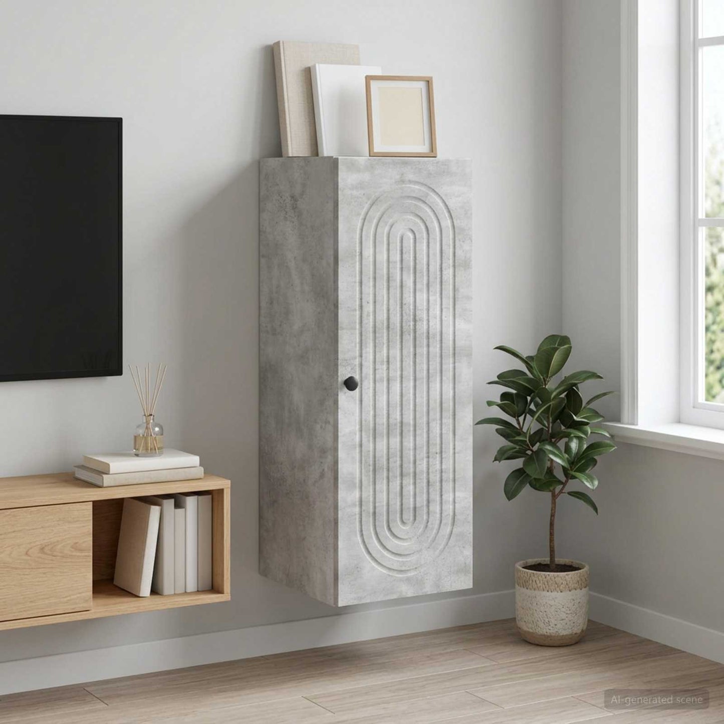 Mobiletto a muro Grigio Cemento 33 x 34,5 x 90 cm | homemem39