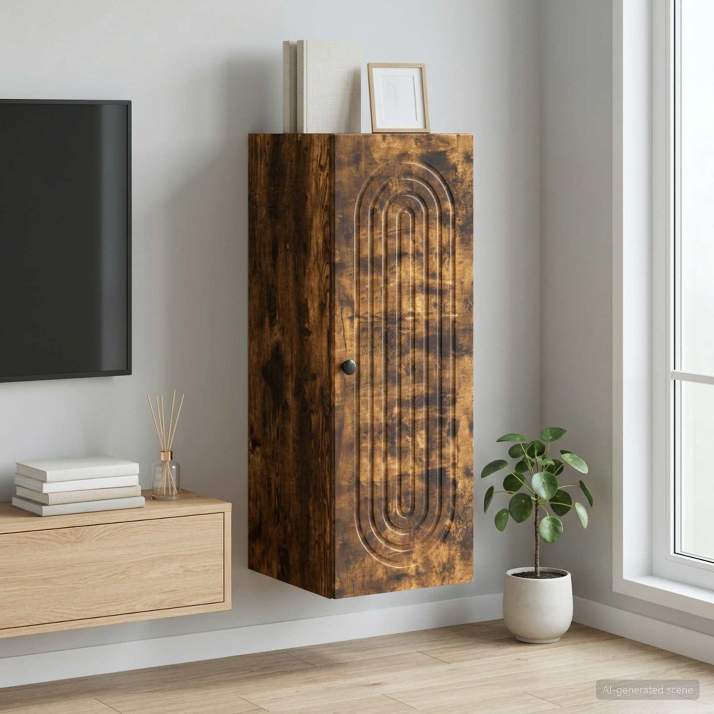Mobiletto a muro Rovere Fumo 33 x 34,5 x 90 cm | homemem39