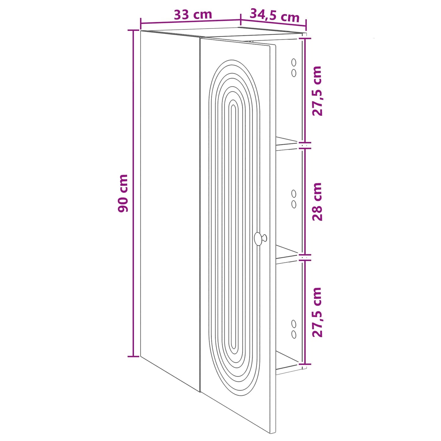 Mobiletto a muro 33 x 34,5 x 90 cm Legno ingegnerizzato | homemem39