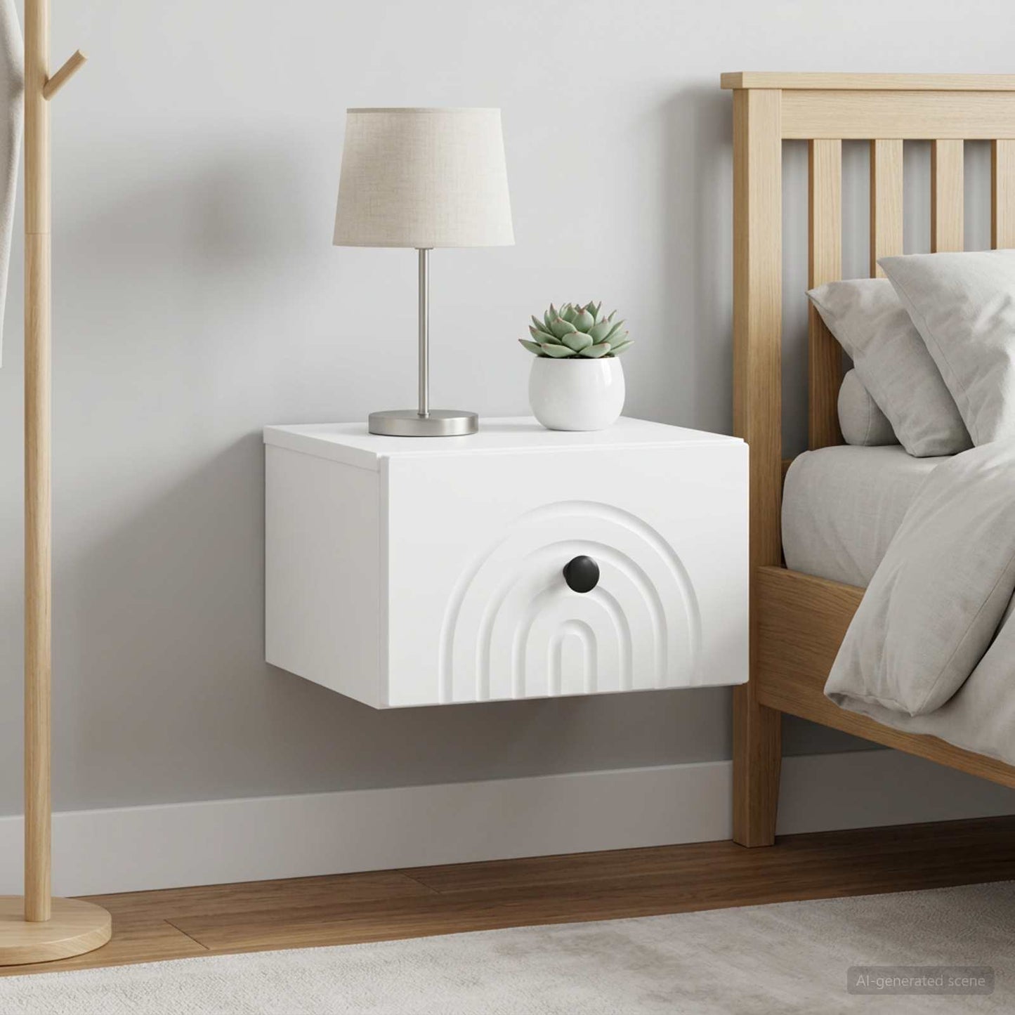 Mobiletto da notte a muro 2 pz Bianco 33 x 34,5 x 20 cm