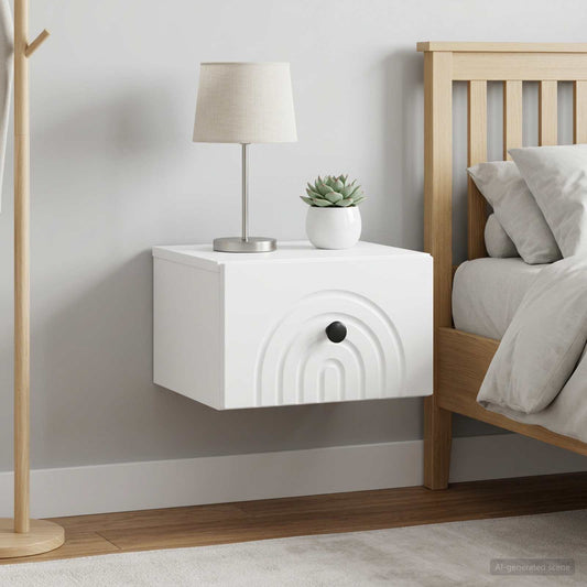 Mobiletto da notte a muro 2 pz Bianco 33 x 34,5 x 20 cm
