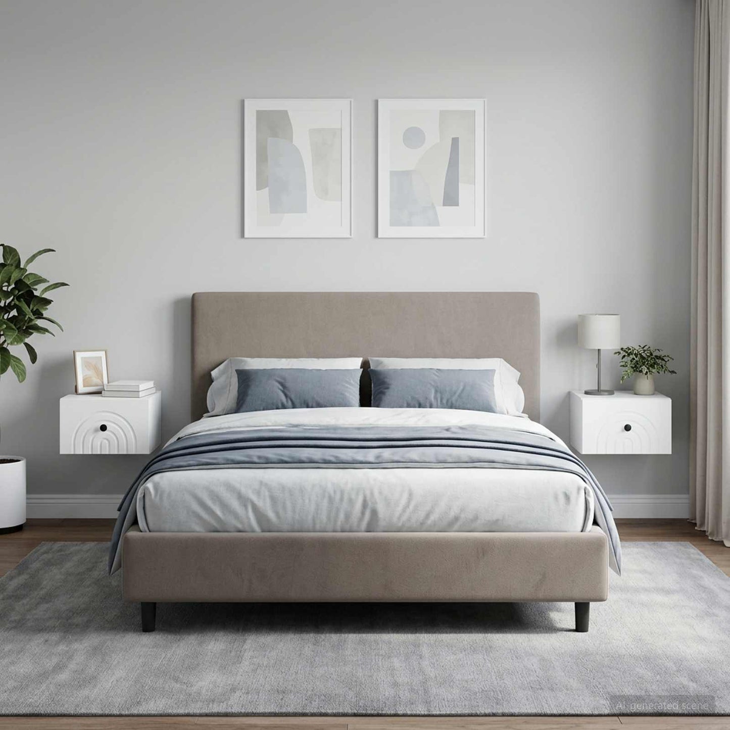 Mobiletto da notte a muro 2 pz Bianco 33 x 34,5 x 20 cm