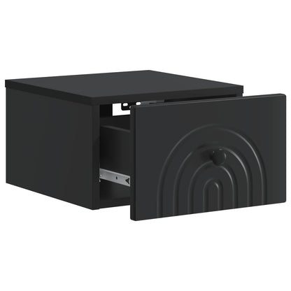 Mobiletto da notte a muro con cassetto Nero 33 x 34,5 x 20 cm | homemem39