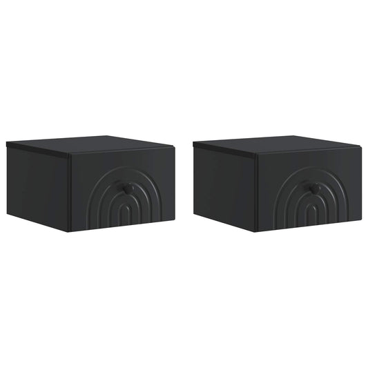 Mobiletto da notte a muro 2 pcs Nero 33 x 34,5 x 20 cm