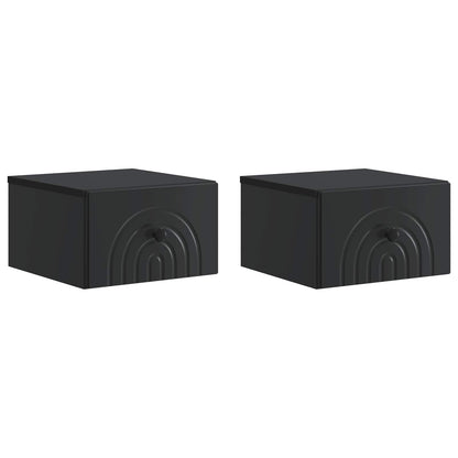 Mobiletto da notte a muro 2 pz Nero 33 x 34,5 x 20 cm