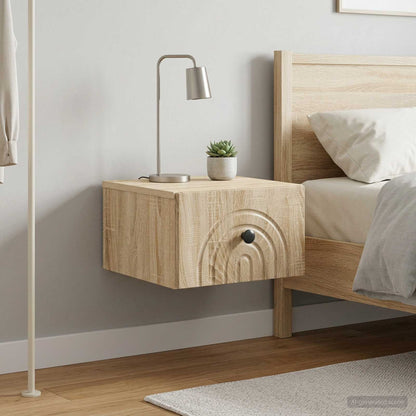 Mobiletto da notte a muro 2 pz Rovere Sonoma 33 x 34,5 x 20 cm