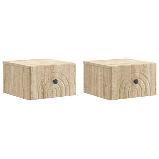 Mobiletto da notte a muro 2 pcs Rovere Sonoma 33 x 34,5 x 20 cm | homemem39