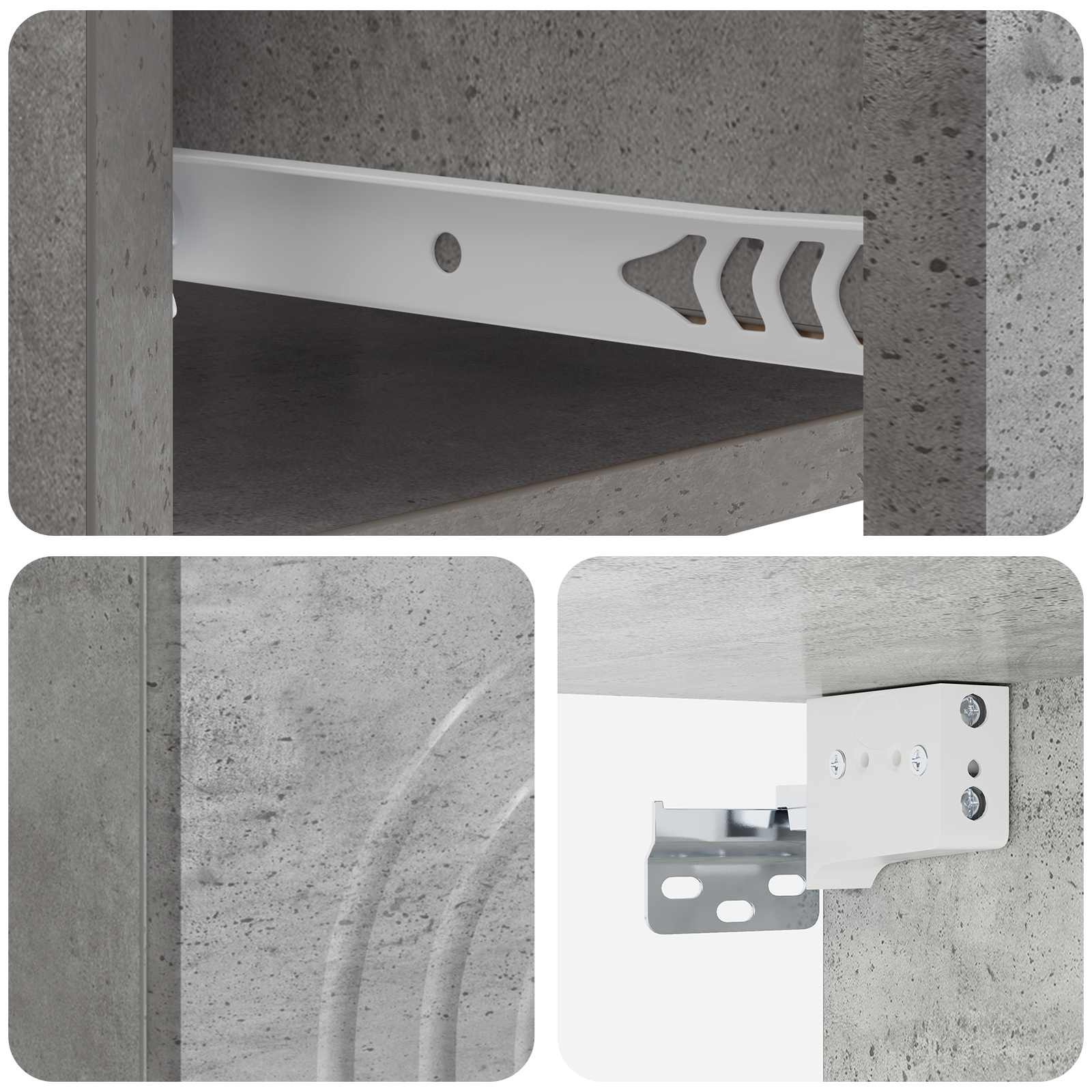 Mobiletto da notte a muro Grigio Cemento 33 x 34,5 x 20 cm | homemem39