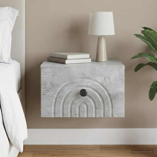 Mobiletto da notte a muro Grigio Cemento 33 x 34,5 x 20 cm