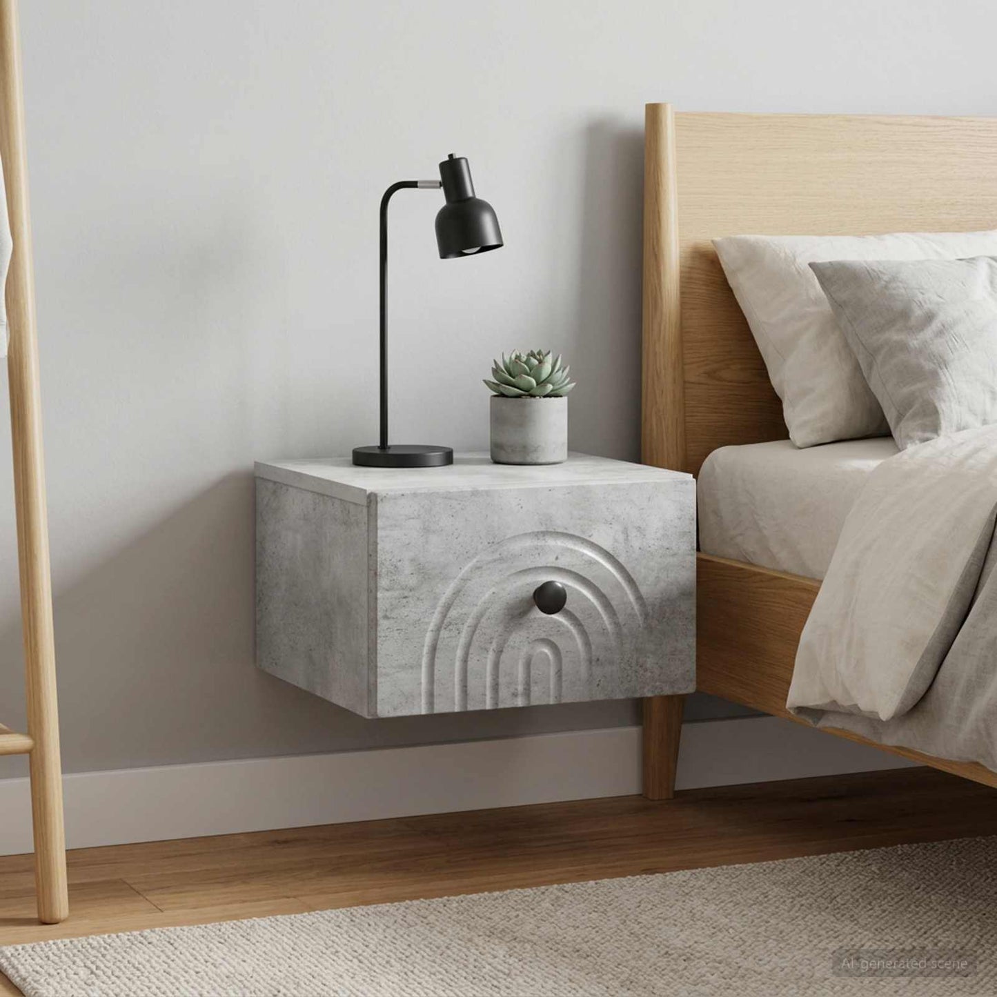 Mobiletto da notte a muro 2 pz Grigio Cemento 33 x 34,5 x 20 cm