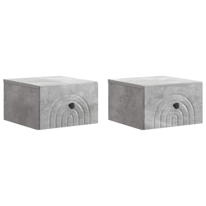 Mobiletto da notte a muro con cassetto 2 pcs Grigio Cemento | homemem39