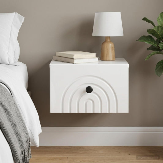 Mobiletto da notte a muro Bianco Lucido 33 x 34,5 x 20 cm