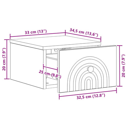 Mobiletto da notte a muro Bianco Lucido 33 x 34,5 x 20 cm | homemem39