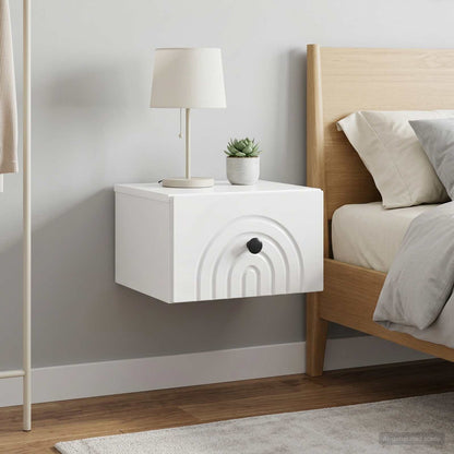 Mobiletto da notte a muro 2 pz Bianco Lucido 33 x 34,5 x 20 cm