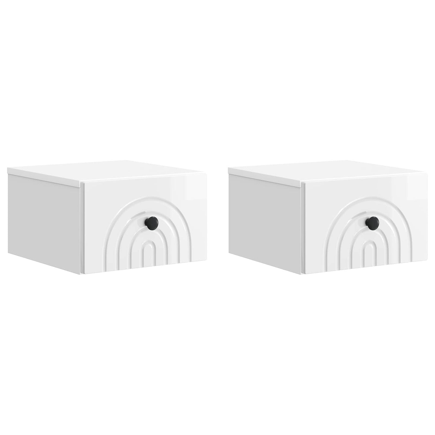 Mobiletto da notte a muro 2 pz Bianco Lucido 33 x 34,5 x 20 cm