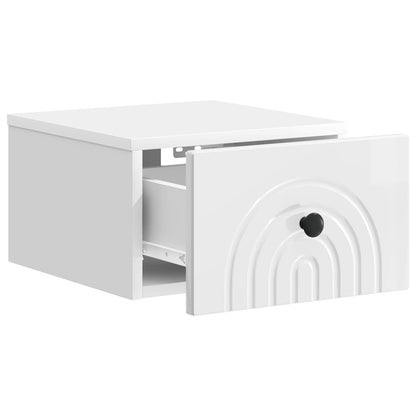Mobiletto da notte a muro 2 pcs Bianco Lucido 33 x 34,5 x 20 cm