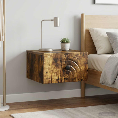 Mobiletto da notte a muro 2 pz Rovere Fumo 33 x 34,5 x 20 cm