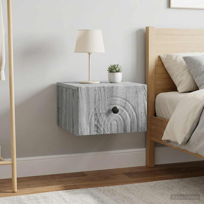 Mobiletto da notte a muro 2 pz Grigio Sonoma 33 x 34,5 x 20 cm