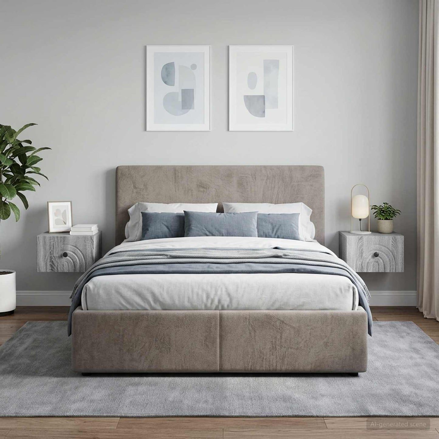 Mobiletto da notte a muro 2 pz Grigio Sonoma 33 x 34,5 x 20 cm