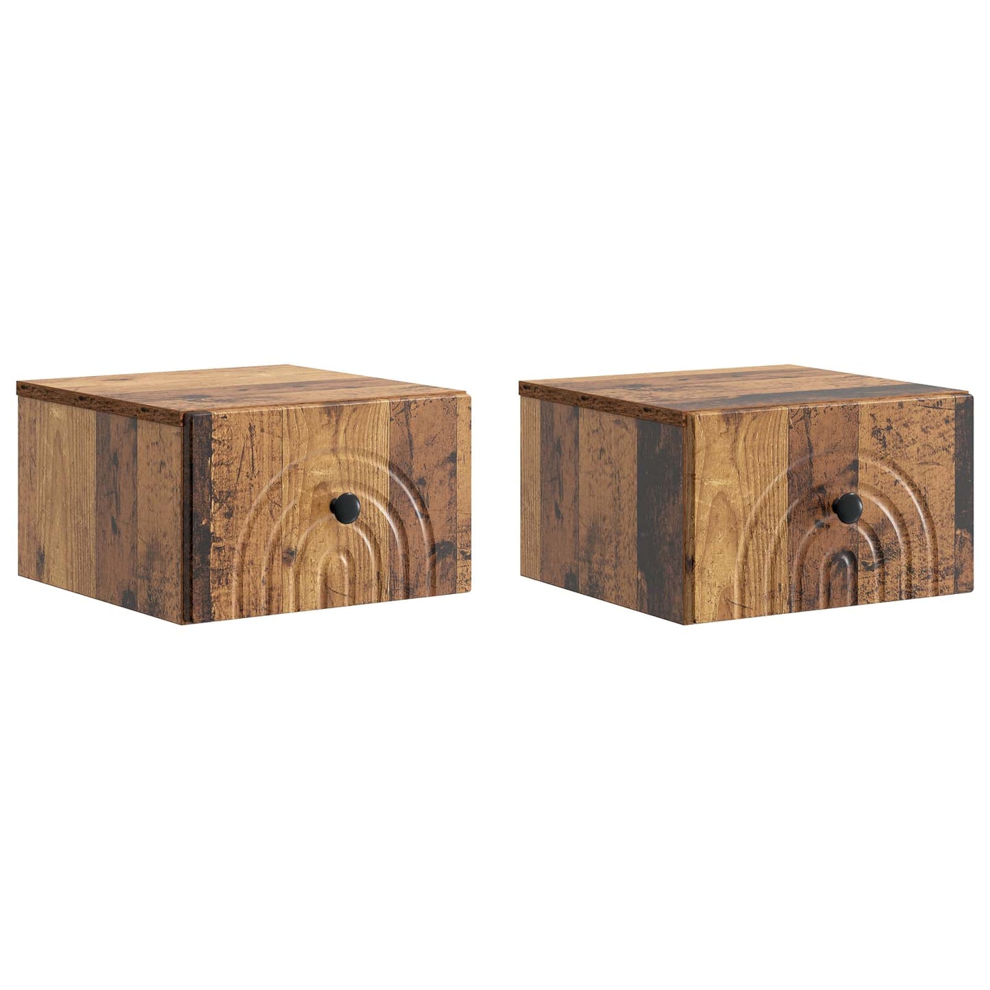 Mobiletto da notte a muro 2 pz Legno antico 33 x 34,5 x 20 cm
