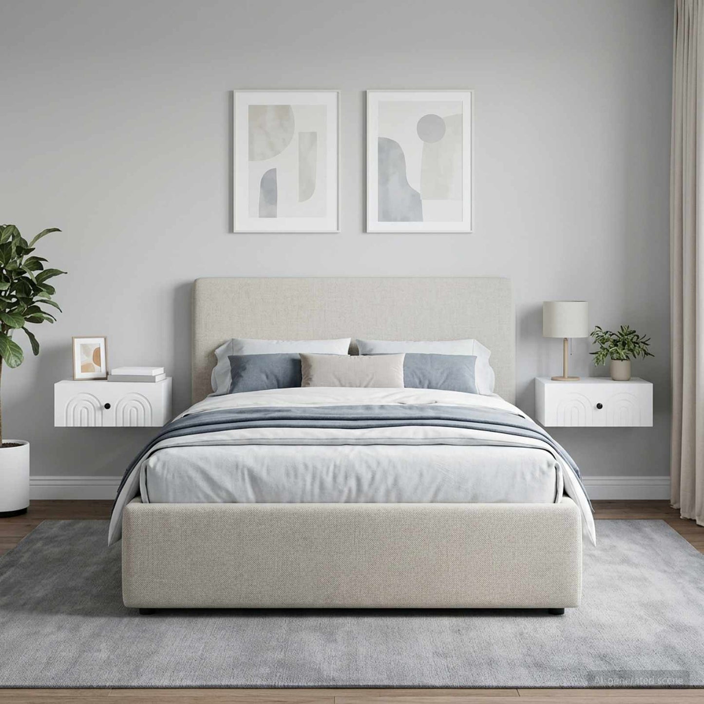Mobiletto da notte a muro 2 pz Bianco 49 x 34,5 x 20 cm