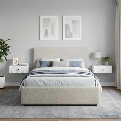 Mobiletto da notte a muro 2 pz Bianco 49 x 34,5 x 20 cm