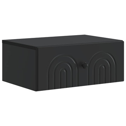 Mobiletto da notte a muro con cassetto Nero 49 x 34,5 x 20 cm