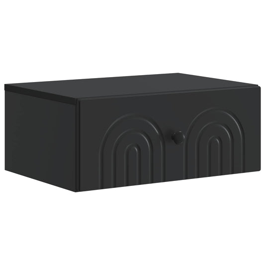 Mobiletto da notte a muro con cassetto Nero 49 x 34,5 x 20 cm