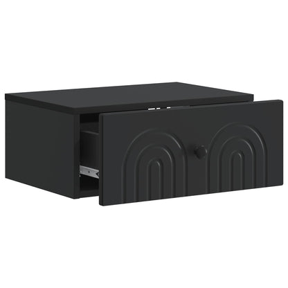 Mobiletto da notte a muro con cassetto Nero 49 x 34,5 x 20 cm