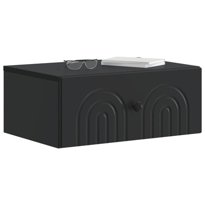 Mobiletto da notte a muro con cassetto Nero 49 x 34,5 x 20 cm