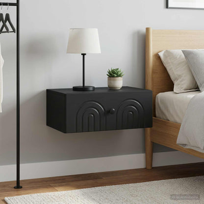 Mobiletto da notte a muro 2 pz Nero 49 x 34,5 x 20 cm