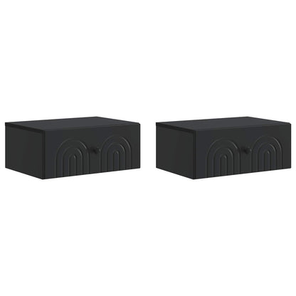 Mobiletto da notte a muro 2 pcs Nero 49 x 34,5 x 20 cm | homemem39