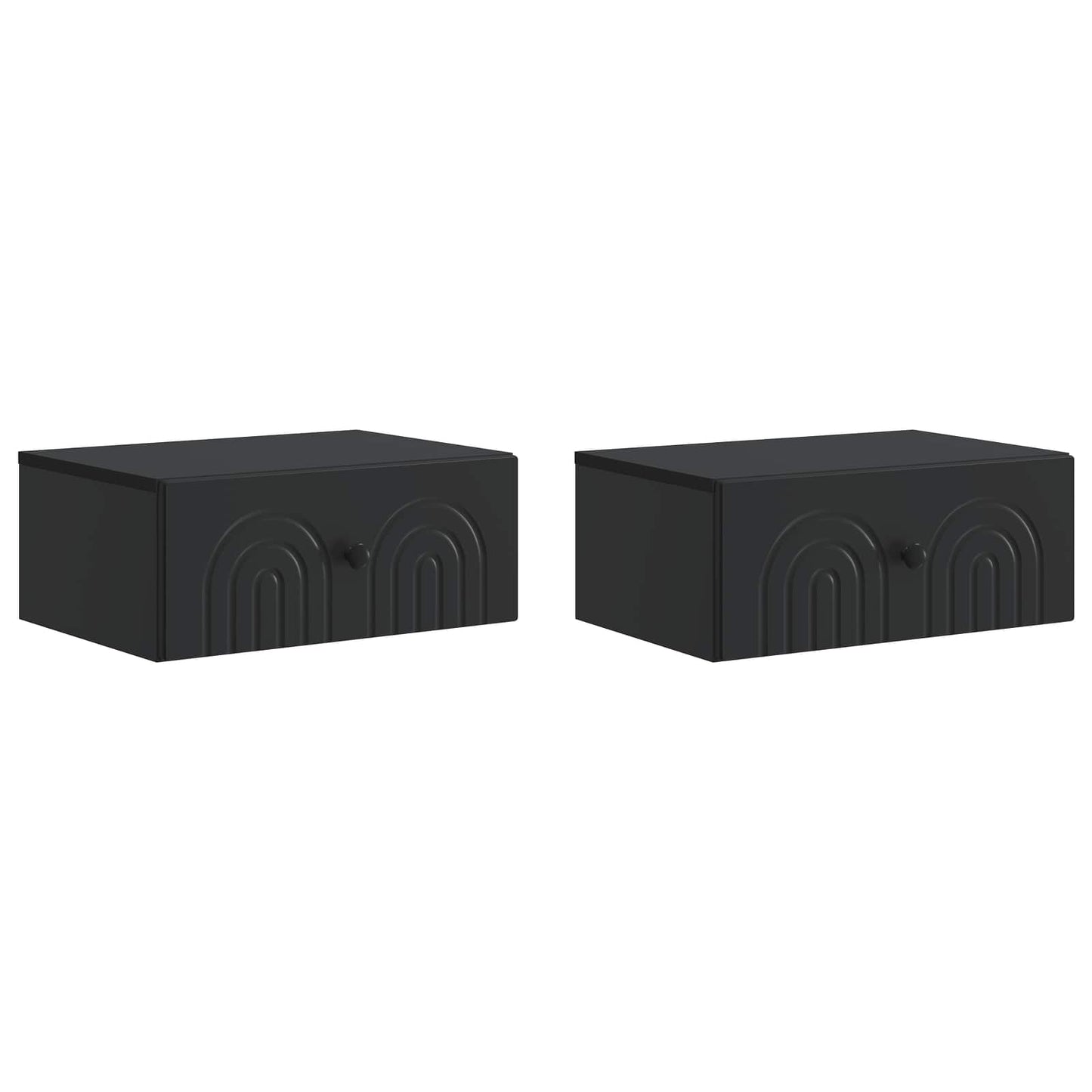 Mobiletto da notte a muro 2 pz Nero 49 x 34,5 x 20 cm