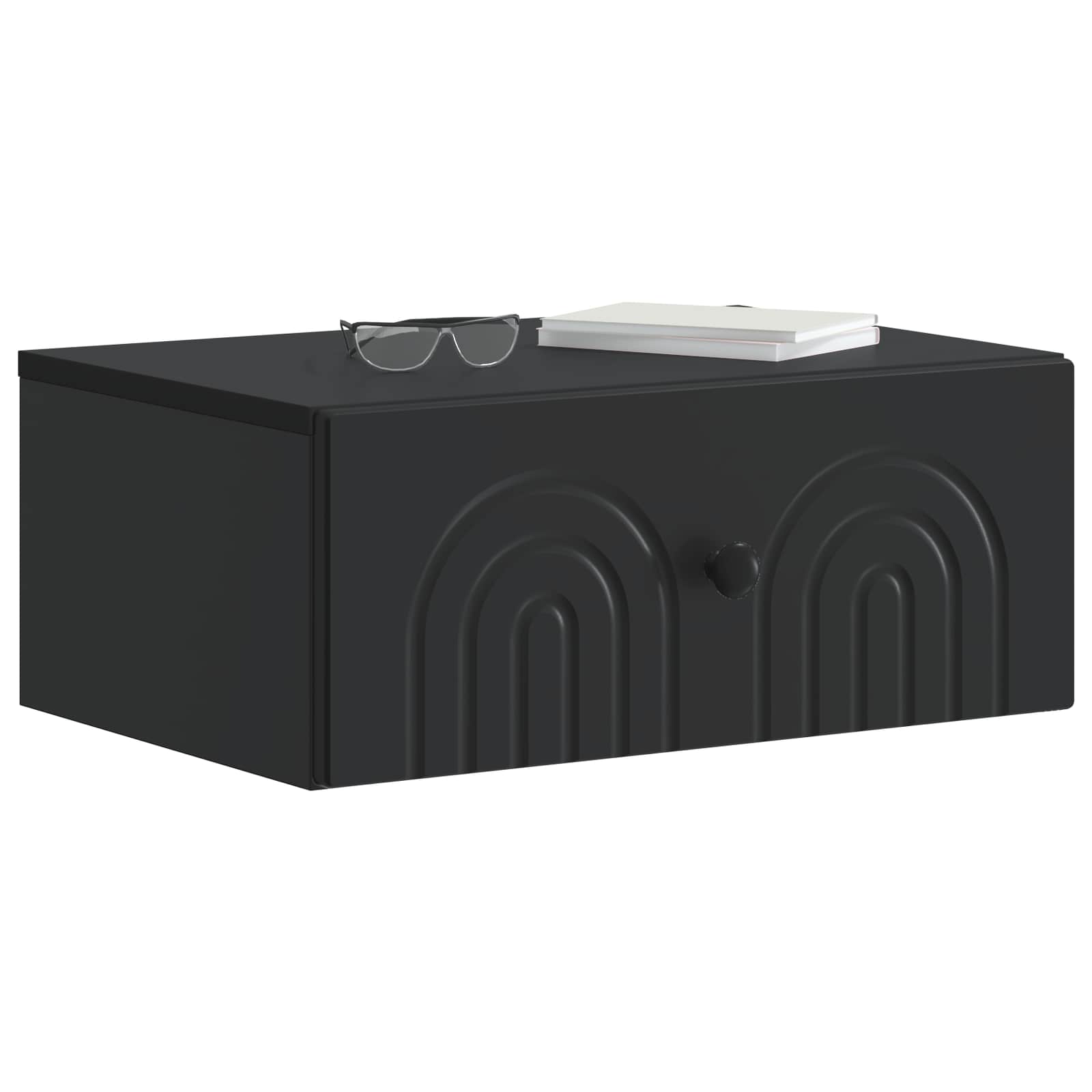 Mobiletto da notte a muro 2 pcs Nero 49 x 34,5 x 20 cm | homemem39