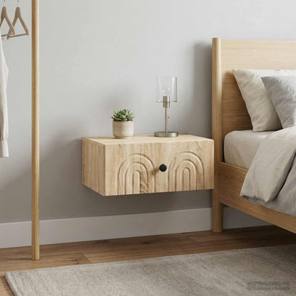 Mobiletto da notte a muro 2 pz Rovere Sonoma 49 x 34,5 x 20 cm