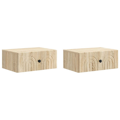 Mobiletto da notte a muro 2 pcs Rovere Sonoma 49 x 34,5 x 20 cm | homemem39