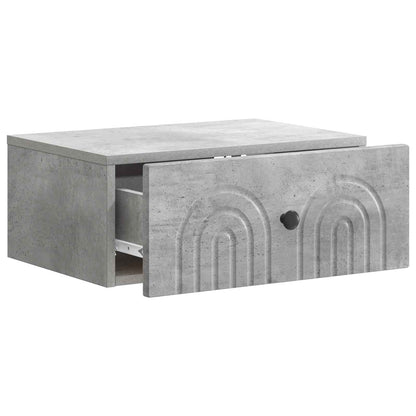 Mobiletto da notte a muro Grigio Cemento 49 x 34,5 x 20 cm