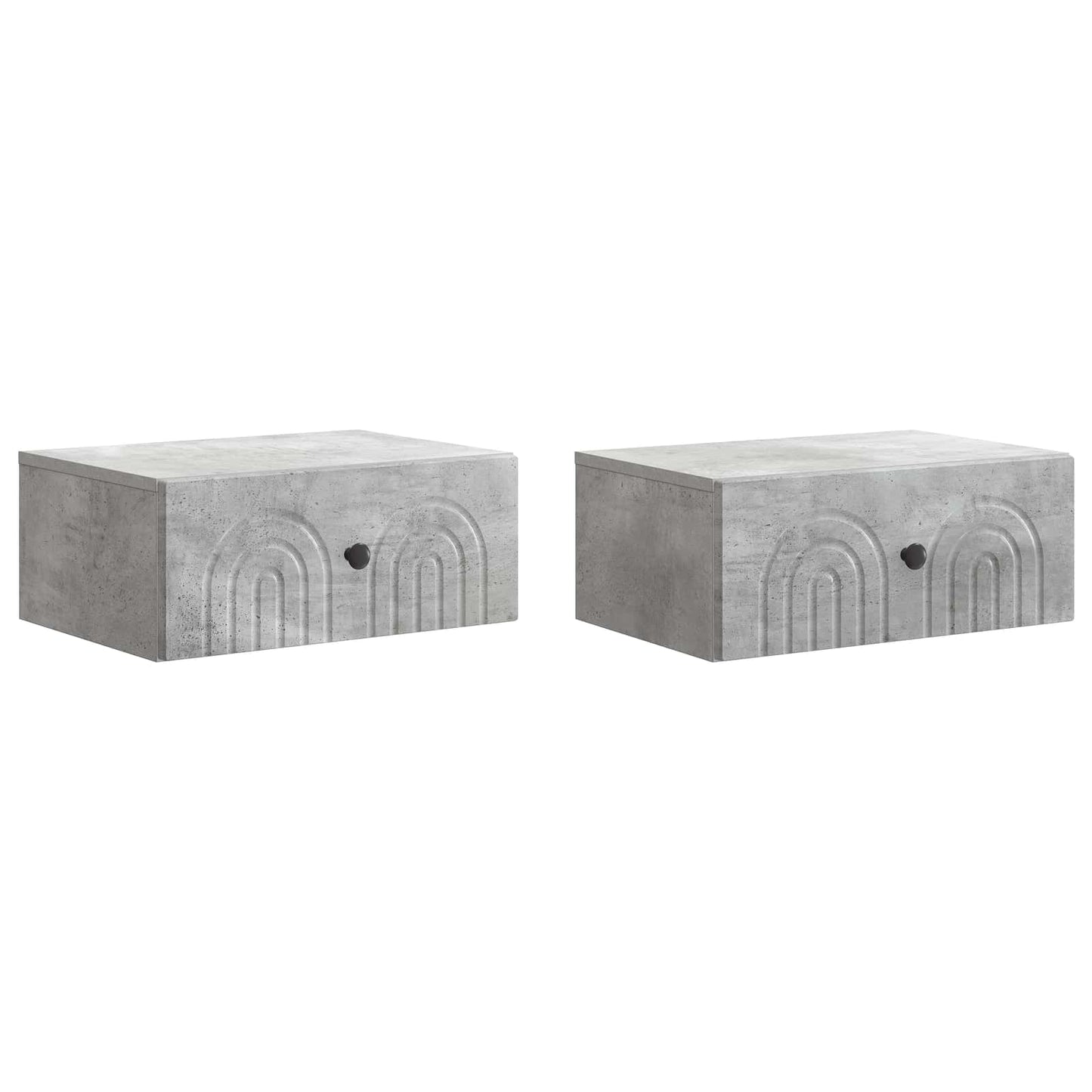 Mobiletto da notte a muro 2 pz Grigio Cemento 49 x 34,5 x 20 cm