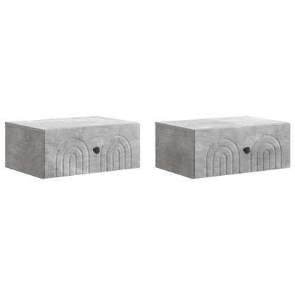 Mobiletto da notte a muro 2 pz Grigio Cemento 49 x 34,5 x 20 cm