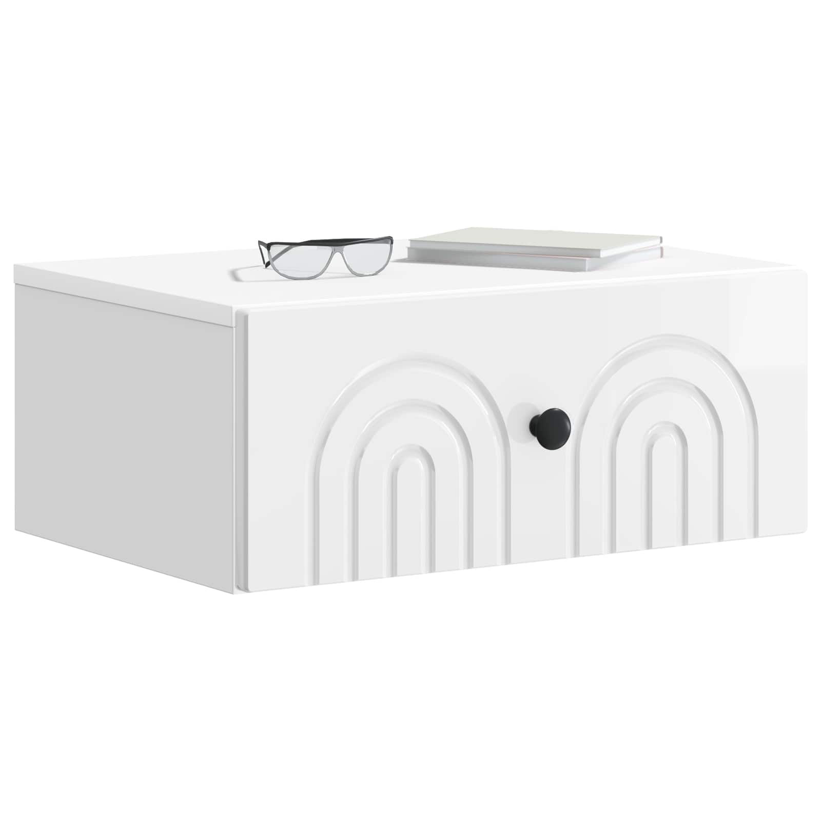 Mobiletto da notte a muro Bianco Lucido 49 x 34,5 x 20 cm | homemem39