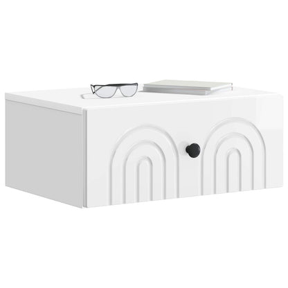 Mobiletto da notte a muro Bianco Lucido 49 x 34,5 x 20 cm | homemem39