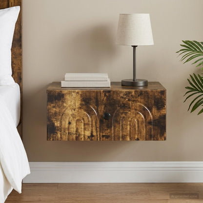 Mobiletto da notte a muro Rovere Fumo 49 x 34,5 x 20 cm