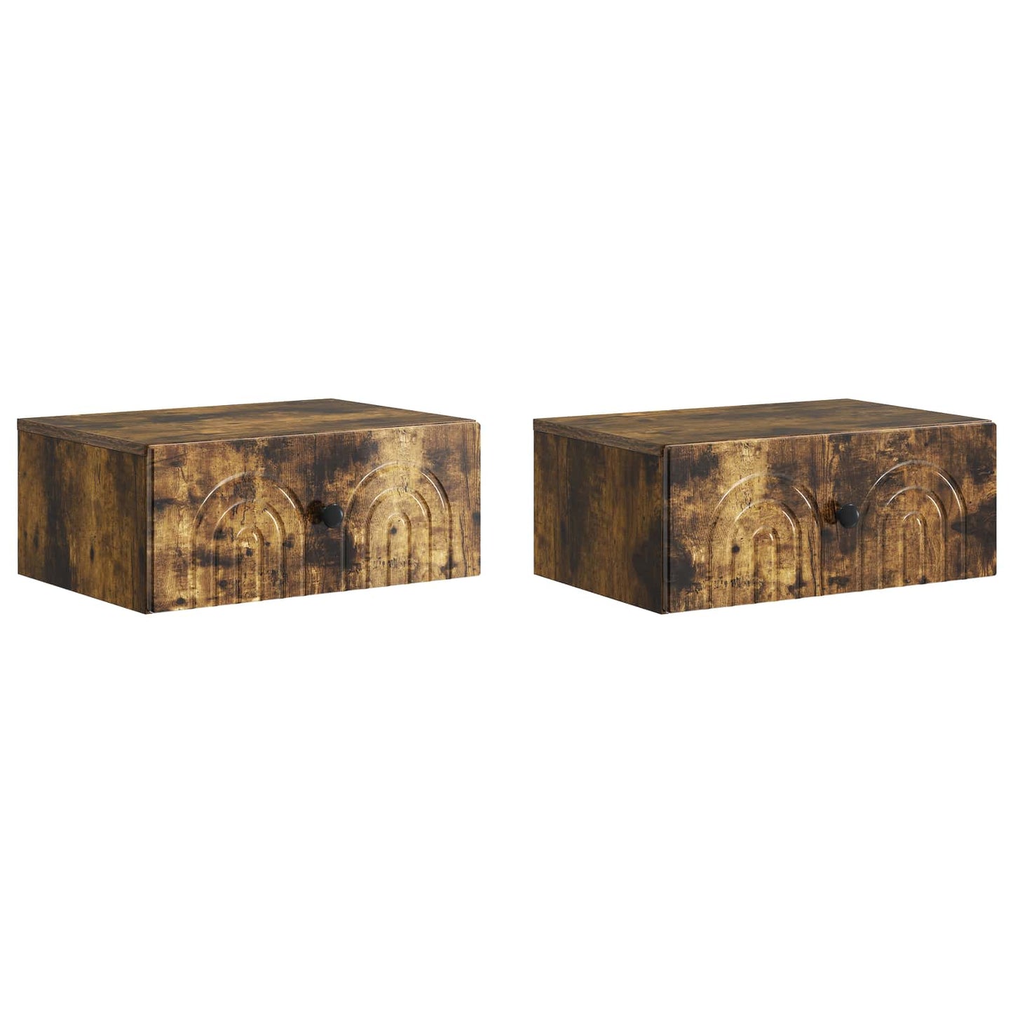 Mobiletto da notte a muro 2 pz Rovere Fumo 49 x 34,5 x 20 cm