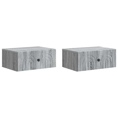 Mobiletto da notte a muro 2 pz Grigio Sonoma 49 x 34,5 x 20 cm
