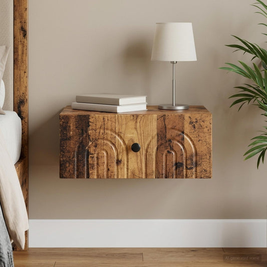 Mobiletto da notte a muro Legno antico 49 x 34,5 x 20 cm